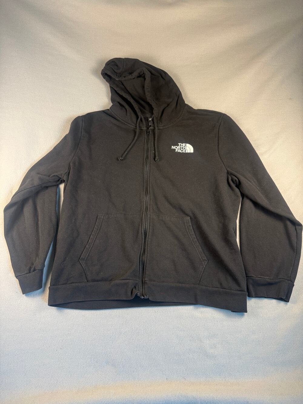 The North Face Hoodie Mens 2XL Black Full Zip Fleece Circular Design Sweatshirt